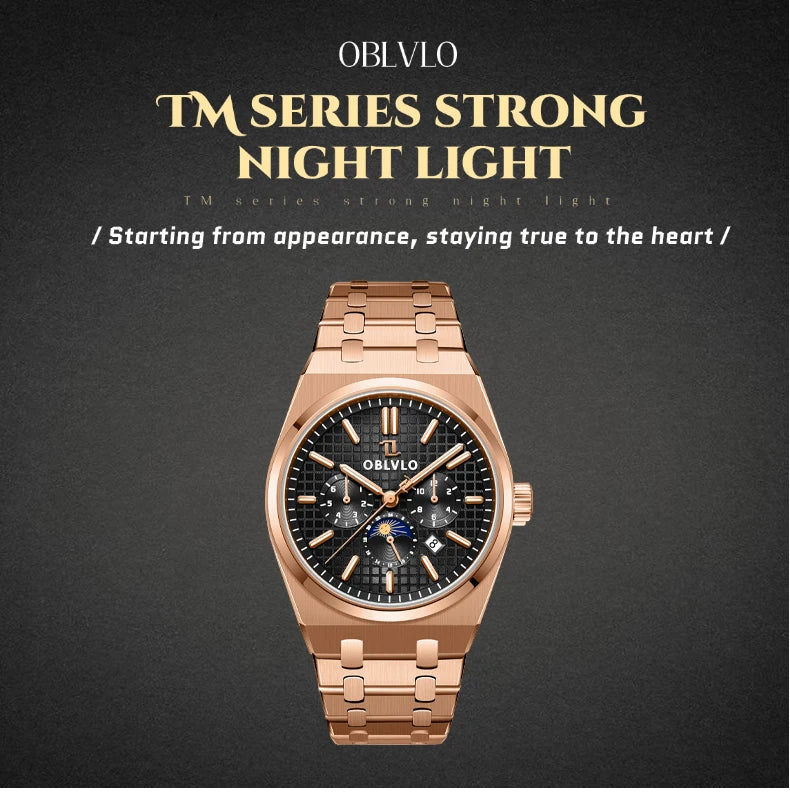 Elevate your wristwear with the OBLVLO Luxury Mechanical Watch, crafted for those who appreciate precision and sophistication.