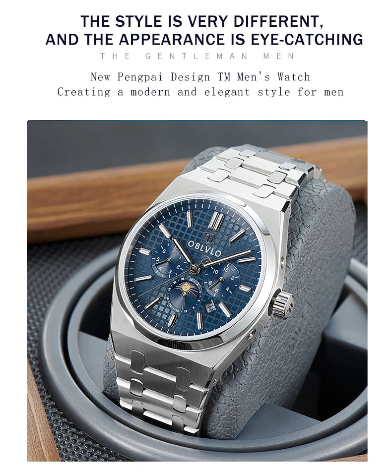 Elevate your wristwear with the OBLVLO Luxury Mechanical Watch, crafted for those who appreciate precision and sophistication.