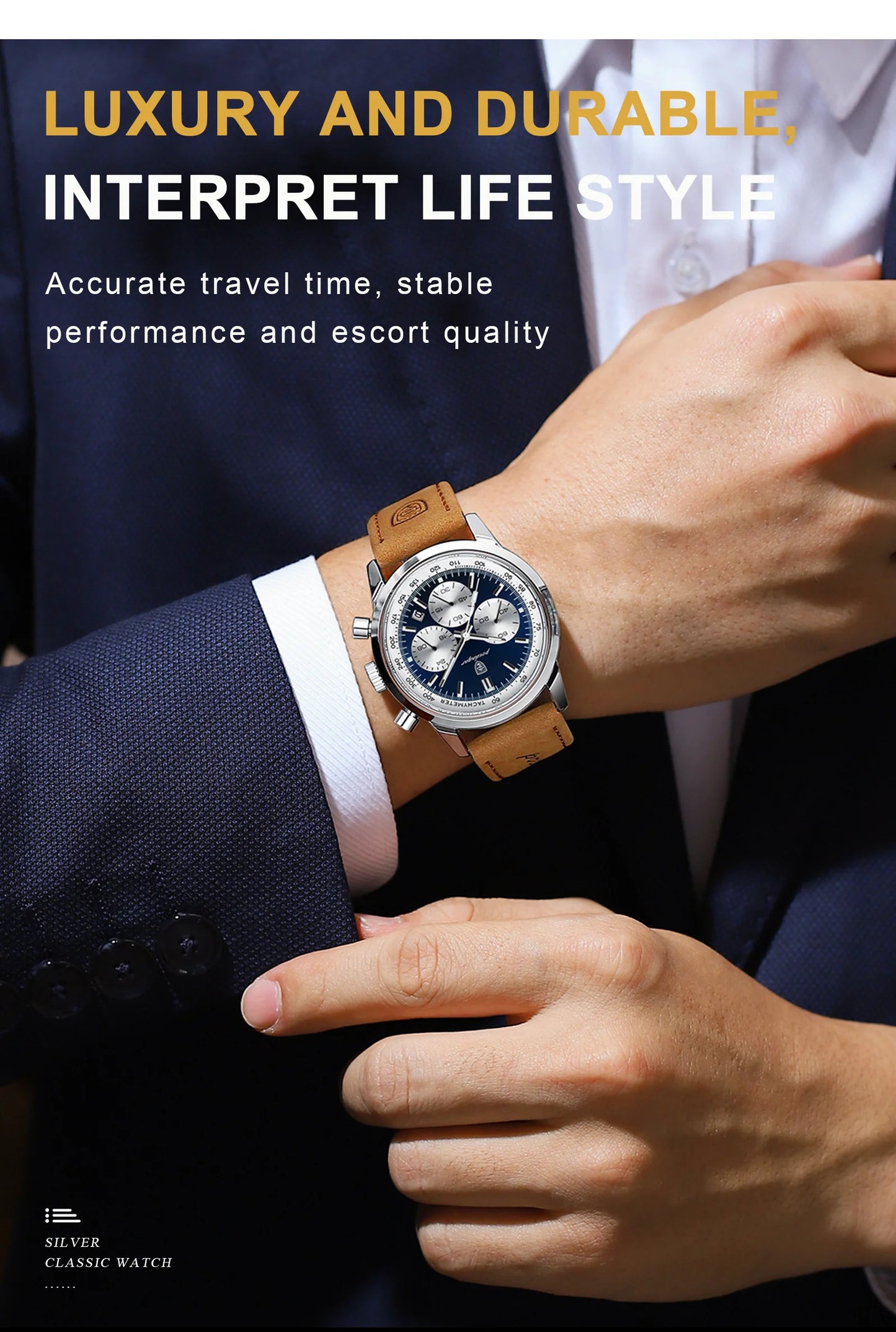 POEDAGAR Luxury Leather Chronograph Watch – Everyday Elegance with Precision