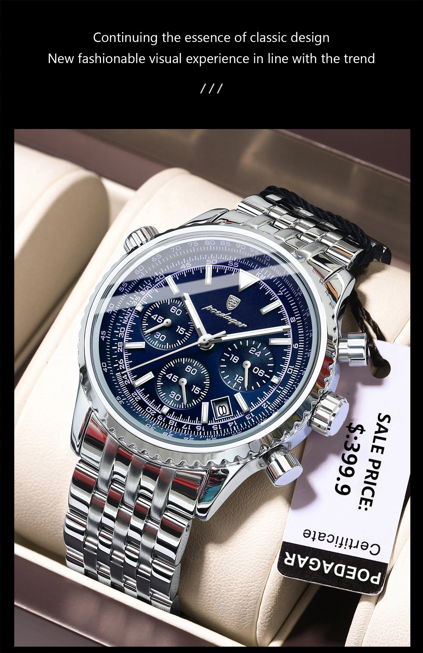 POEDAGAR Military-Style Men’s Chronograph – Tough Design, Timeless Class