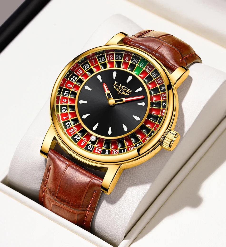 LIGE Roulette Dial Men’s Watch – A Bold Spin on Everyday Style