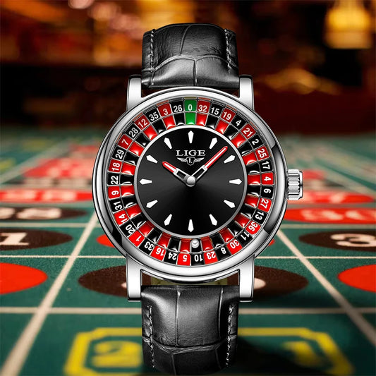 LIGE Roulette Dial Men’s Watch – A Bold Spin on Everyday Style