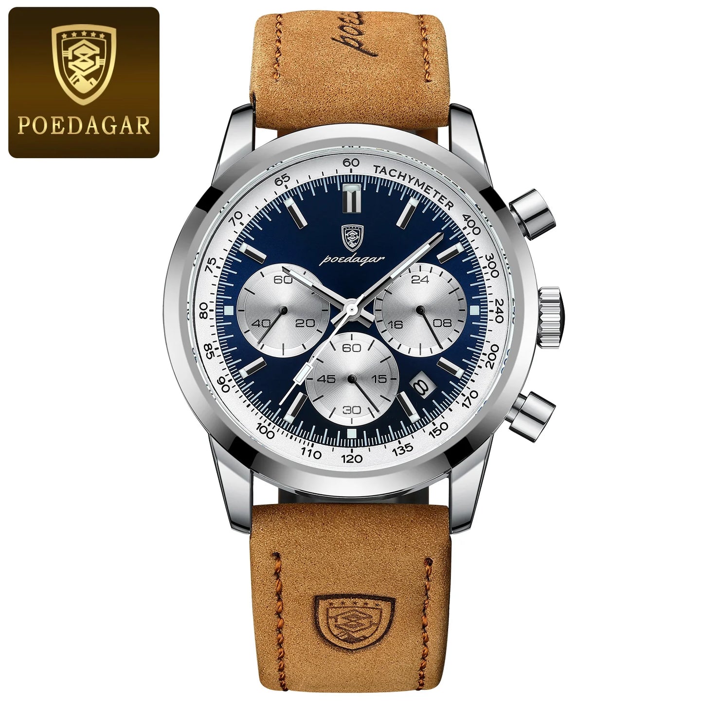 POEDAGAR Luxury Leather Chronograph Watch – Everyday Elegance with Precision