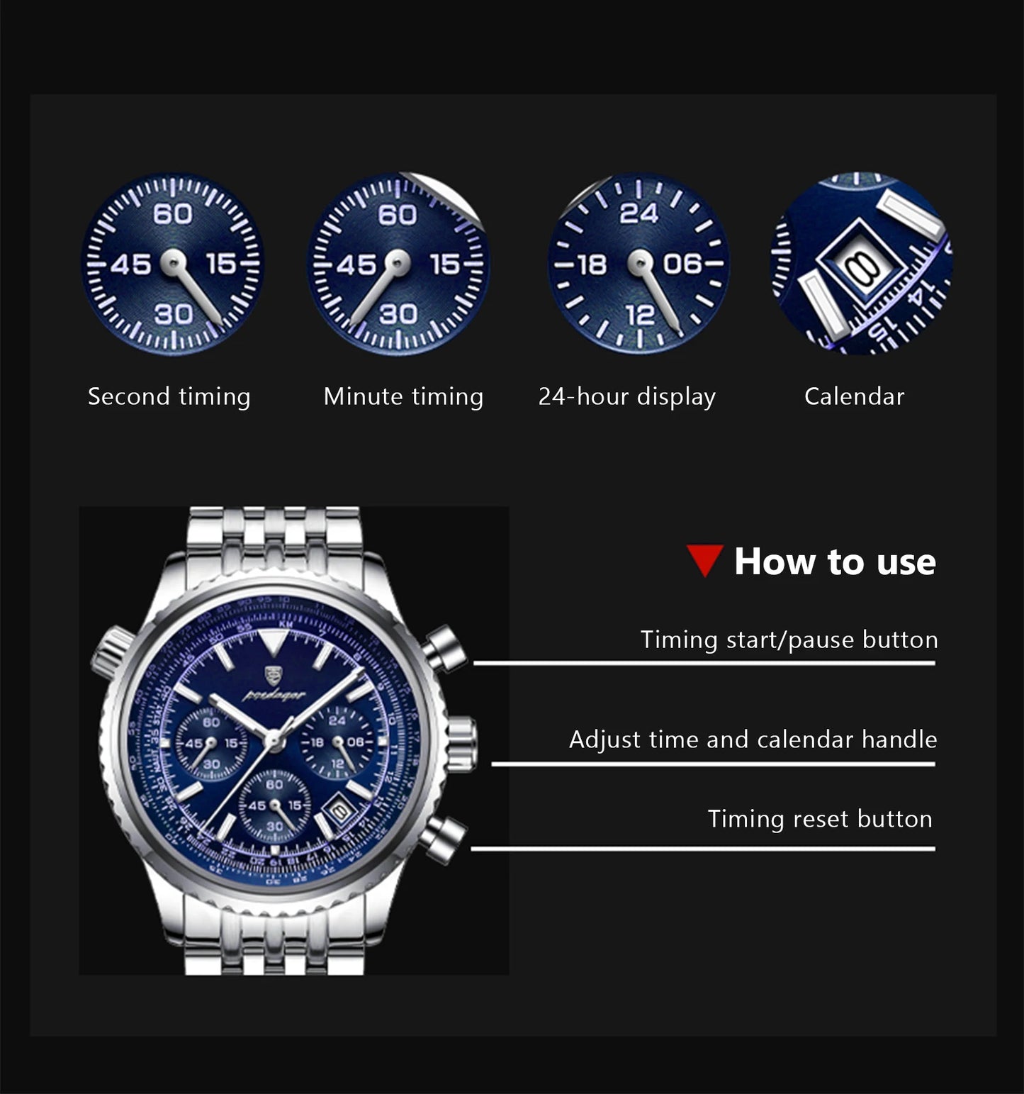 POEDAGAR Military-Style Men’s Chronograph – Tough Design, Timeless Class