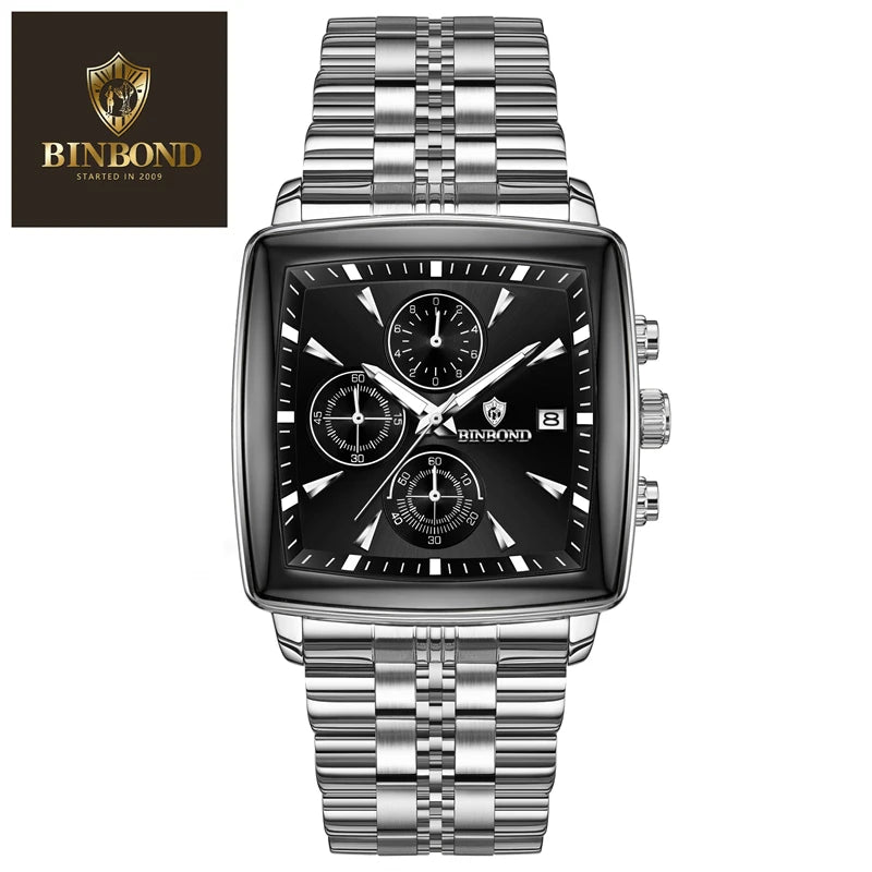 BINBOND Luxury Square Men’s Watch – Bold Design. Built to Perform.