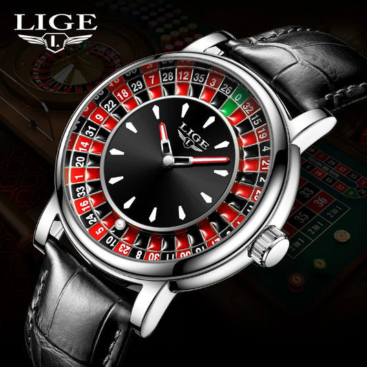LIGE Roulette Dial Men’s Watch – A Bold Spin on Everyday Style