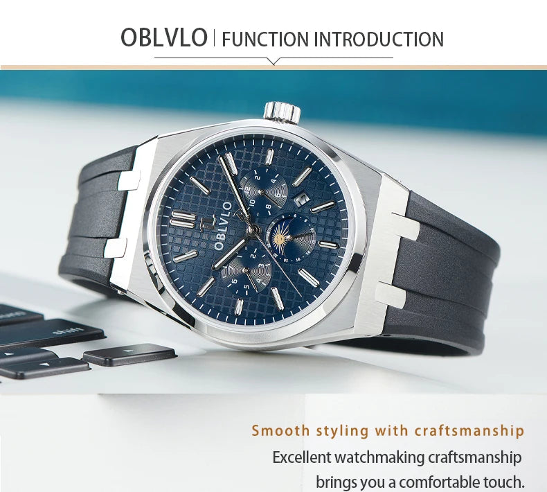Elevate your wristwear with the OBLVLO Luxury Mechanical Watch, crafted for those who appreciate precision and sophistication.
