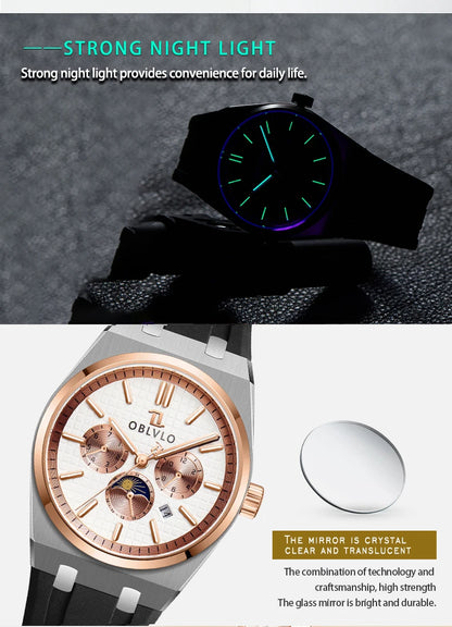 Elevate your wristwear with the OBLVLO Luxury Mechanical Watch, crafted for those who appreciate precision and sophistication.