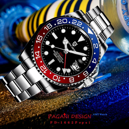PAGANI DESIGN V3 Version GMT Watches Men's Luxury Sapphire Automatic Mechanical Watch 40MM Stainless Steel Waterproof Watch
