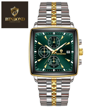 BINBOND Luxury Square Men’s Watch – Bold Design. Built to Perform.