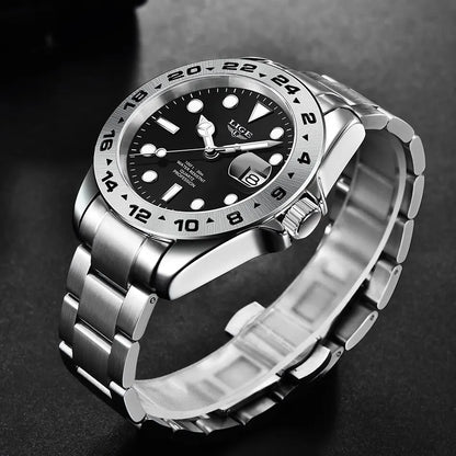 LIGE 2024 Men Watch Stainless Steel Band Date Mens Clock Business Male Watches Waterproof Luxuries Man Wrist Watches for Men