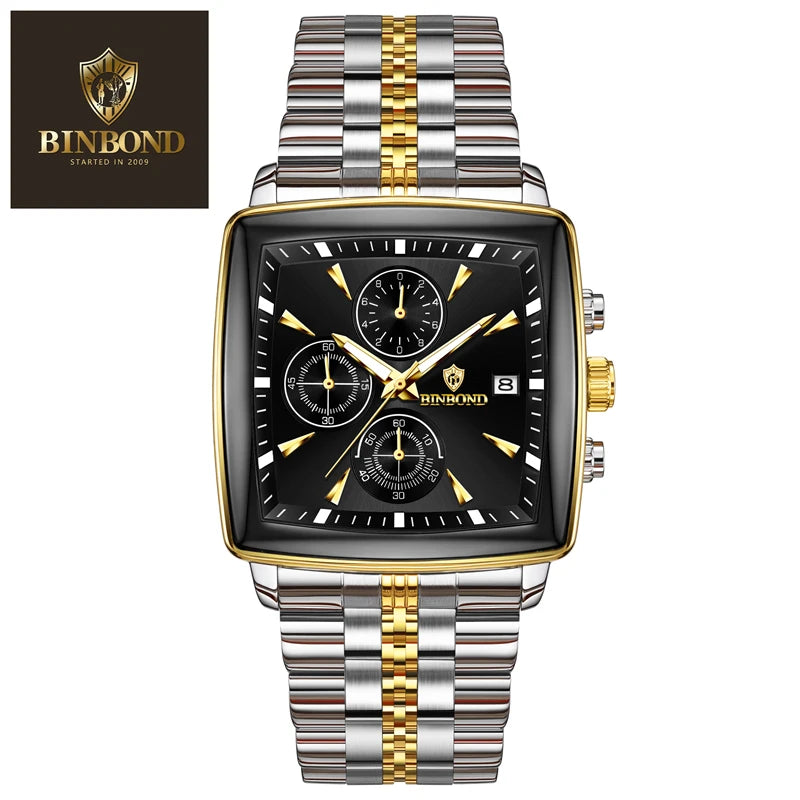 BINBOND Luxury Square Men’s Watch – Bold Design. Built to Perform.