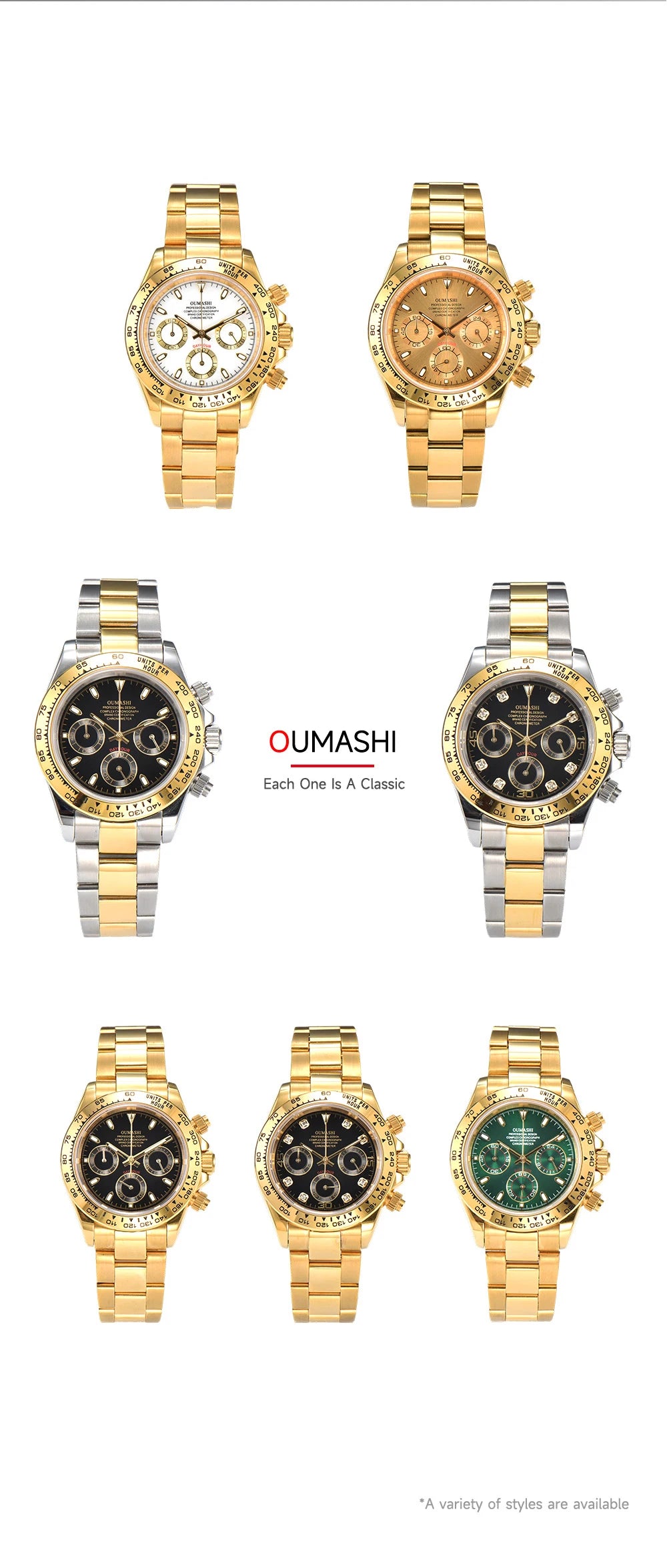 OUMASHI VK63 Man luxury watches Sports Quartz Watch Sapphire Stainless Steel Waterproof  Chronometer for vk63 Movement