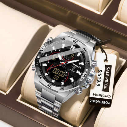 POEDAGAR LED Military-Style Men’s Watch – Tough Look. Smart Function.