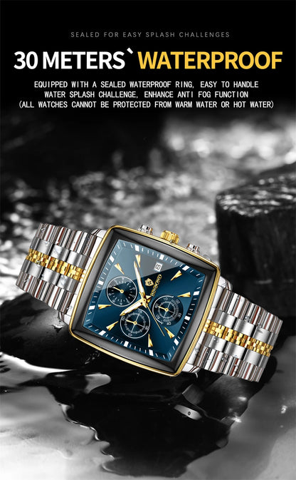 BINBOND Luxury Square Men’s Watch – Bold Design. Built to Perform.