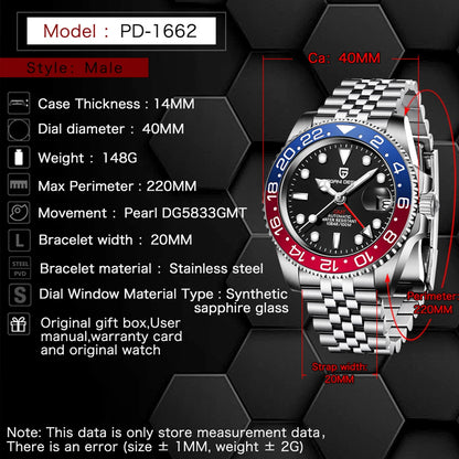 PAGANI DESIGN V3 Version GMT Watches Men's Luxury Sapphire Automatic Mechanical Watch 40MM Stainless Steel Waterproof Watch