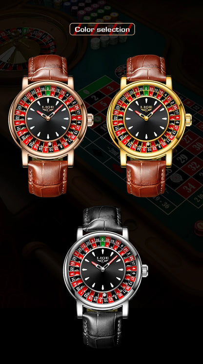 LIGE Roulette Dial Men’s Watch – A Bold Spin on Everyday Style