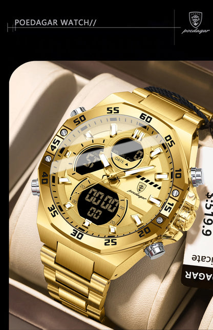 POEDAGAR LED Military-Style Men’s Watch – Tough Look. Smart Function.