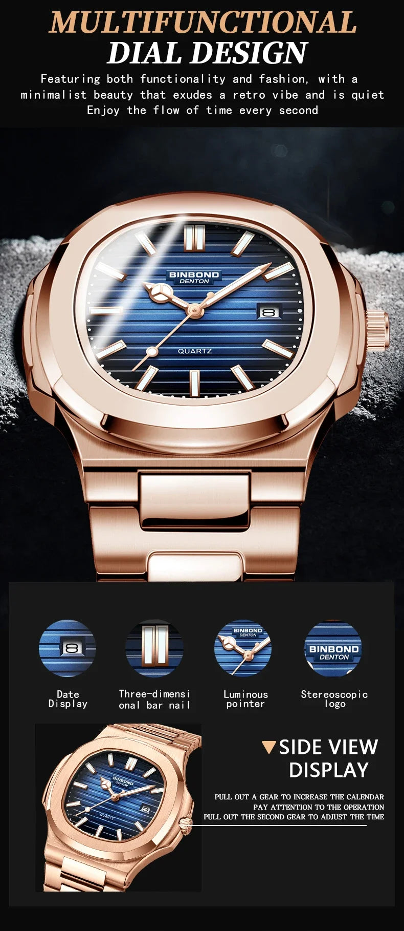 Men’s Rose Gold Quartz Watch – Effortless Style, Everyday Luxury