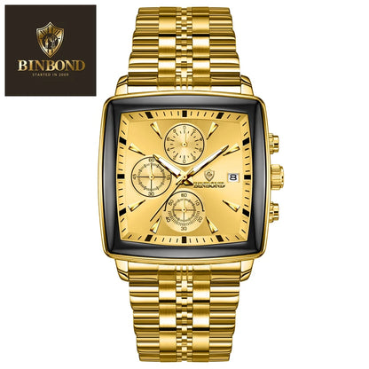 BINBOND Luxury Square Men’s Watch – Bold Design. Built to Perform.