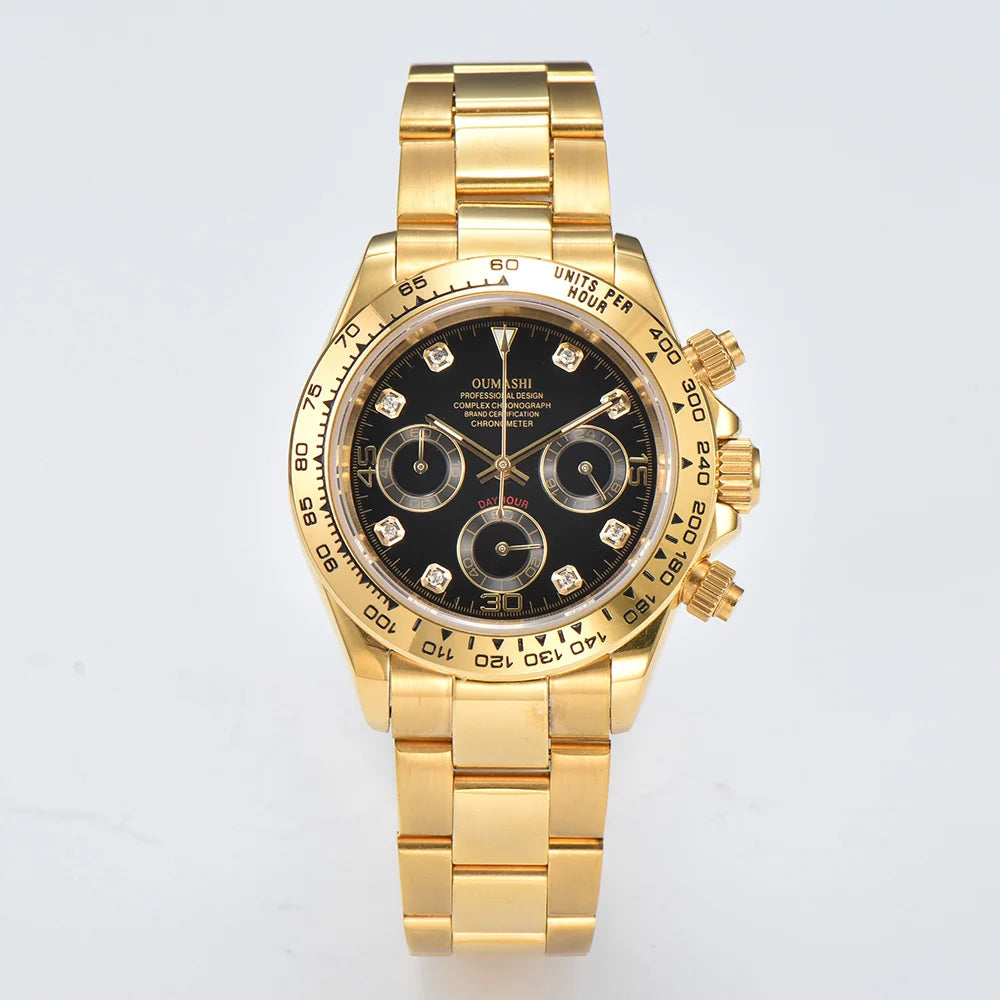 OUMASHI VK63 Man luxury watches Sports Quartz Watch Sapphire Stainless Steel Waterproof  Chronometer for vk63 Movement