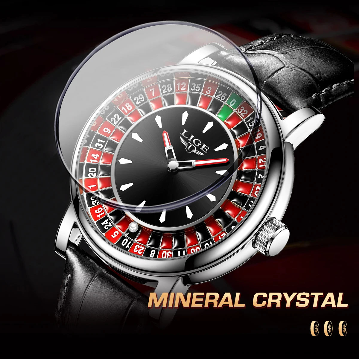 LIGE Roulette Dial Men’s Watch – A Bold Spin on Everyday Style