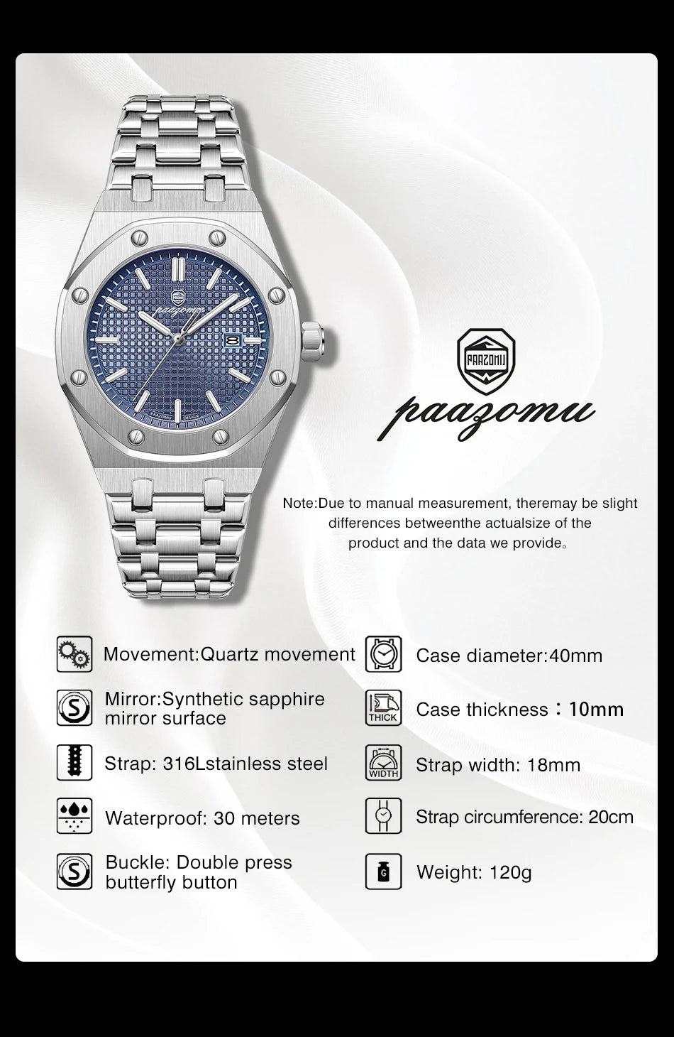 PAAZOMU Men’s Luxury Business Watch – Strength Meets Sophistication