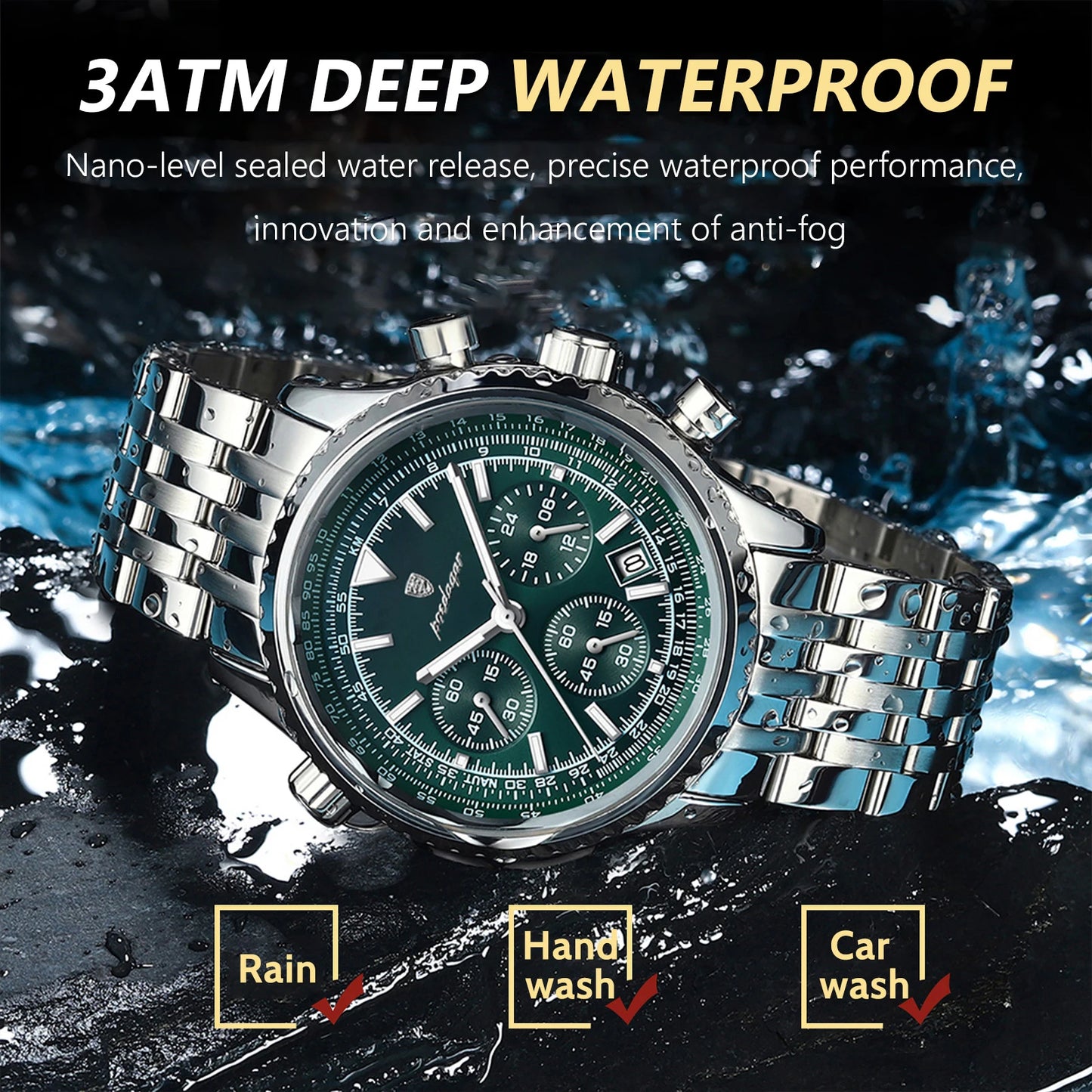 POEDAGAR Men’s Luxury Chronograph Watch – Bold. Precise. Ready for Anything.