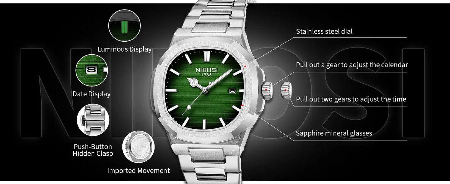 NIBOSI Men’s Quartz Watch – Classic, Durable & Elegant