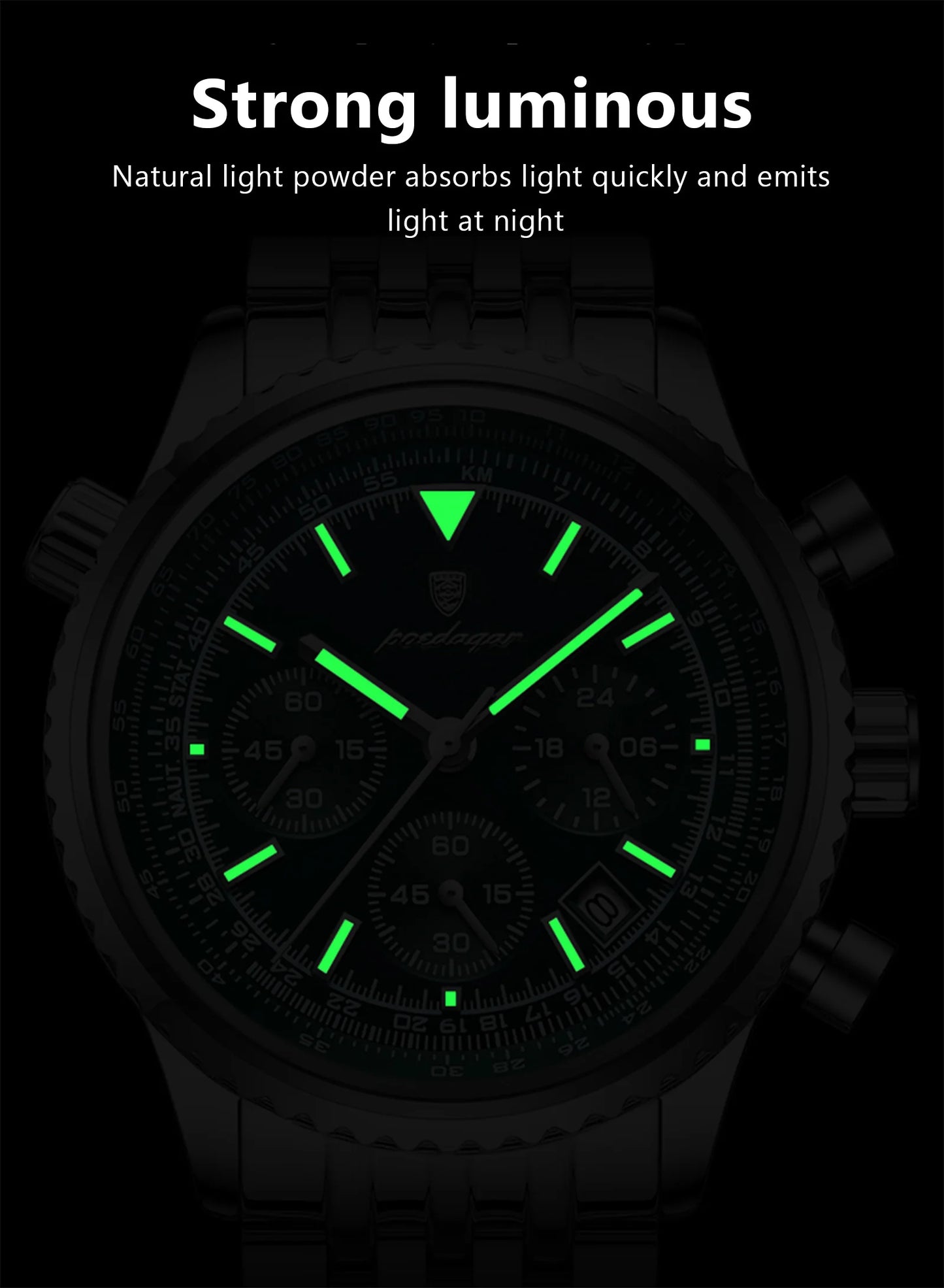 POEDAGAR Men’s Luxury Chronograph Watch – Bold. Precise. Ready for Anything.