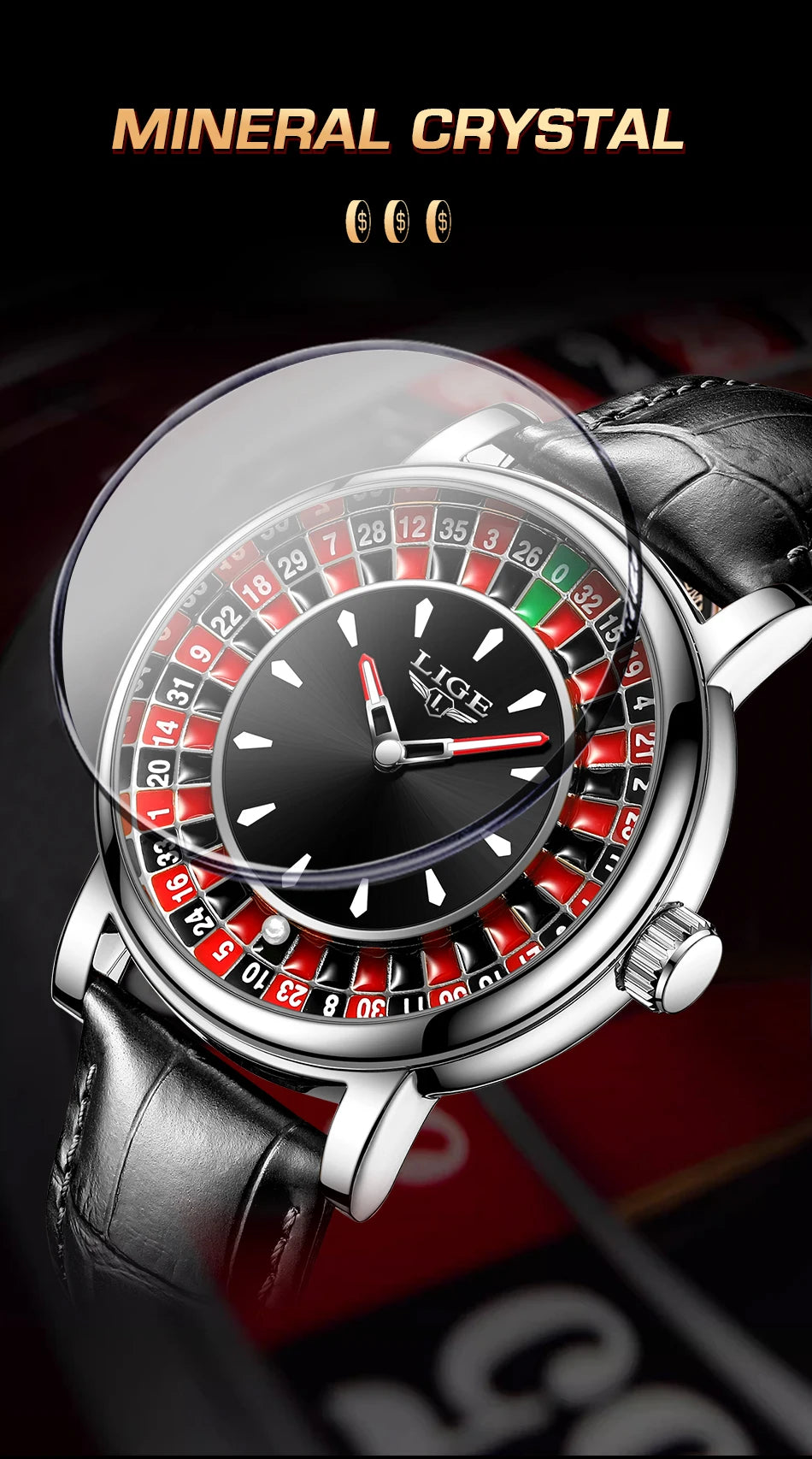 LIGE Roulette Dial Men’s Watch – A Bold Spin on Everyday Style