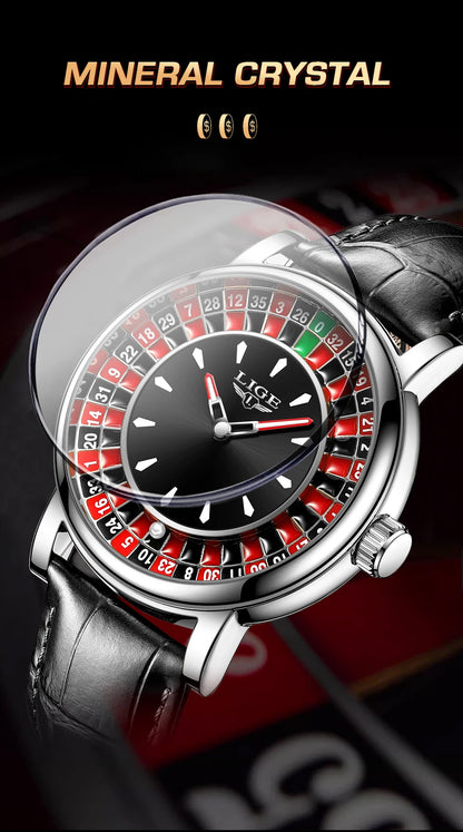 LIGE Roulette Dial Men’s Watch – A Bold Spin on Everyday Style