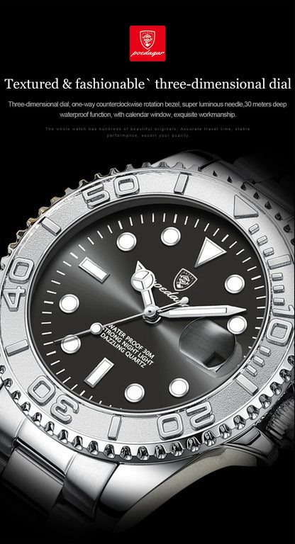 POEDAGAR Men’s Luxury Quartz Watch – Strength in Every Second