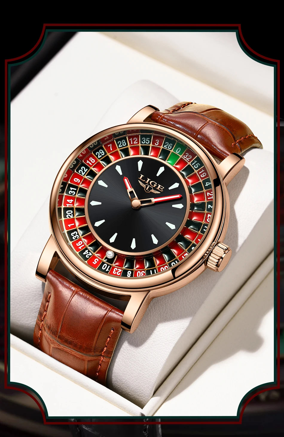 LIGE Roulette Dial Men’s Watch – A Bold Spin on Everyday Style