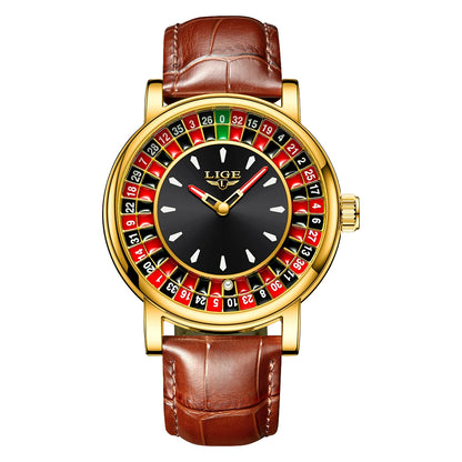 LIGE Roulette Dial Men’s Watch – A Bold Spin on Everyday Style