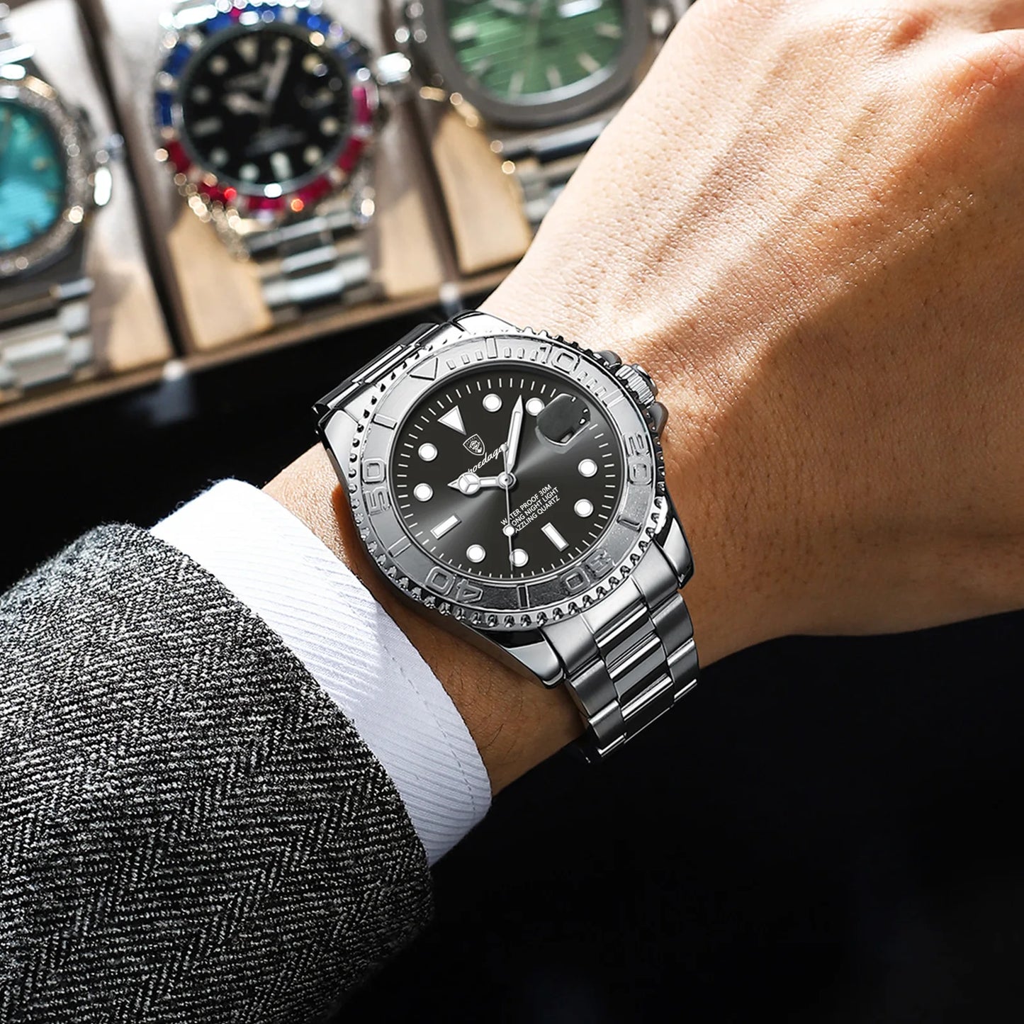 POEDAGAR Men’s Luxury Quartz Watch – Strength in Every Second