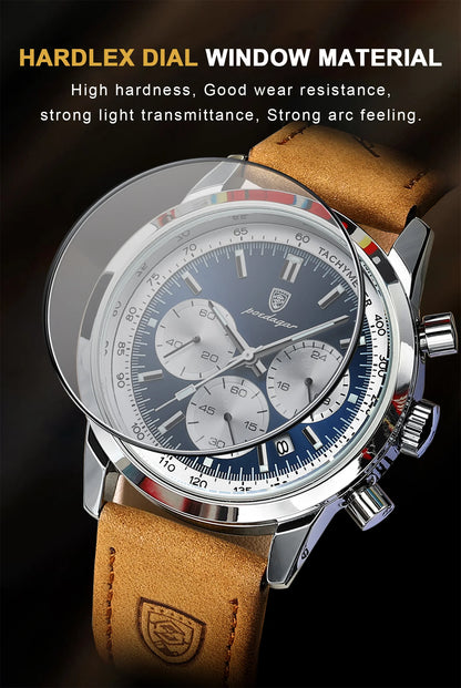 POEDAGAR Luxury Leather Chronograph Watch – Everyday Elegance with Precision