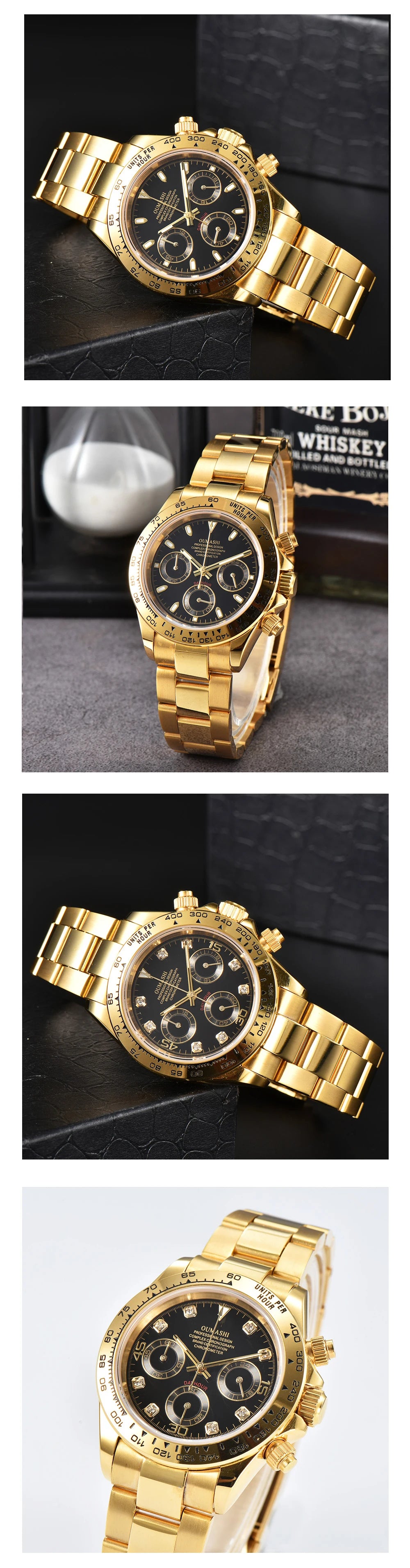 OUMASHI VK63 Man luxury watches Sports Quartz Watch Sapphire Stainless Steel Waterproof  Chronometer for vk63 Movement