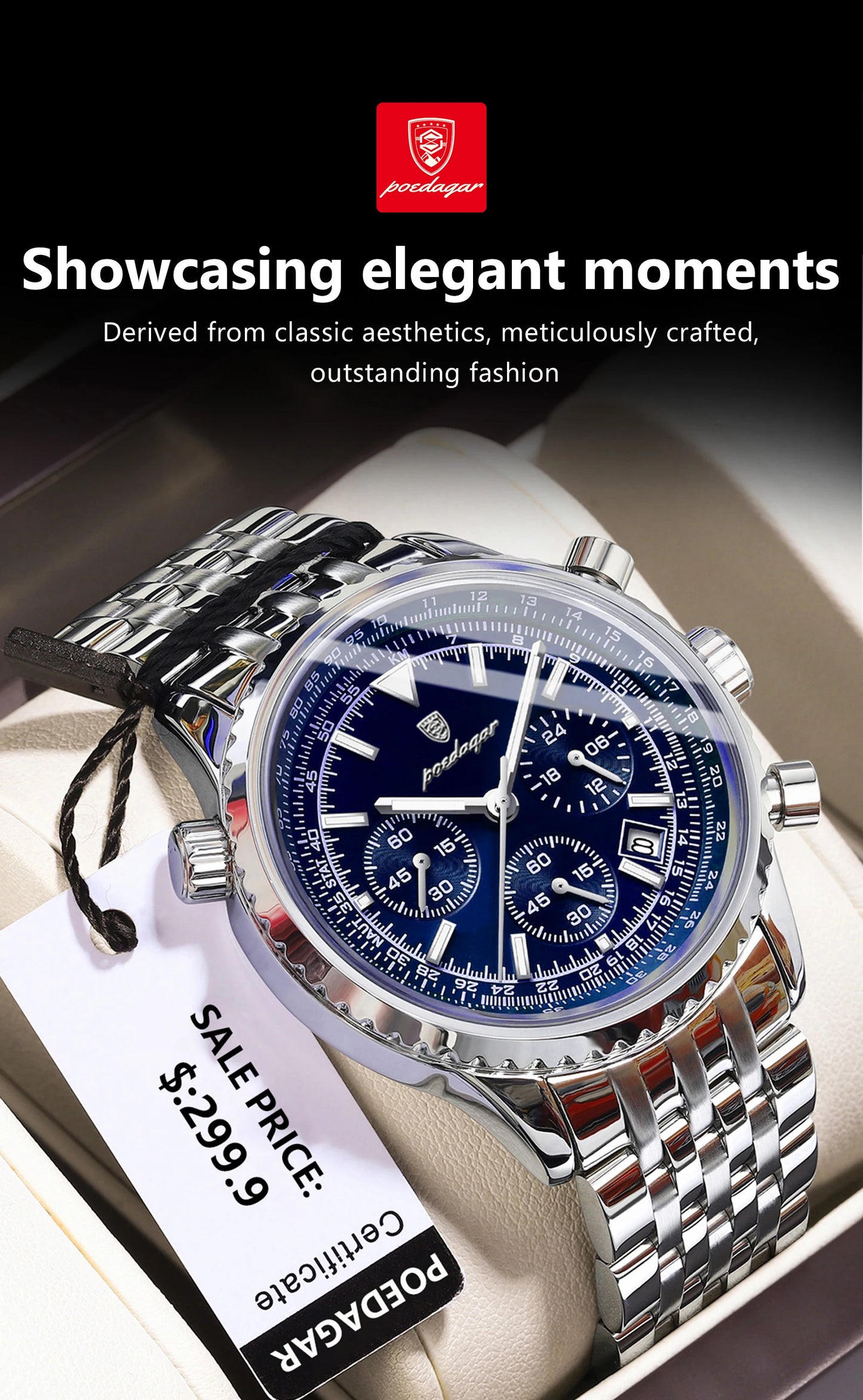 POEDAGAR Military-Style Men’s Chronograph – Tough Design, Timeless Class