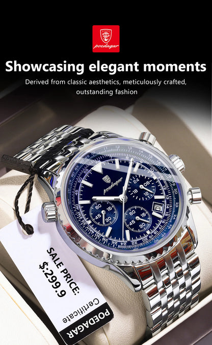 POEDAGAR Military-Style Men’s Chronograph – Tough Design, Timeless Class