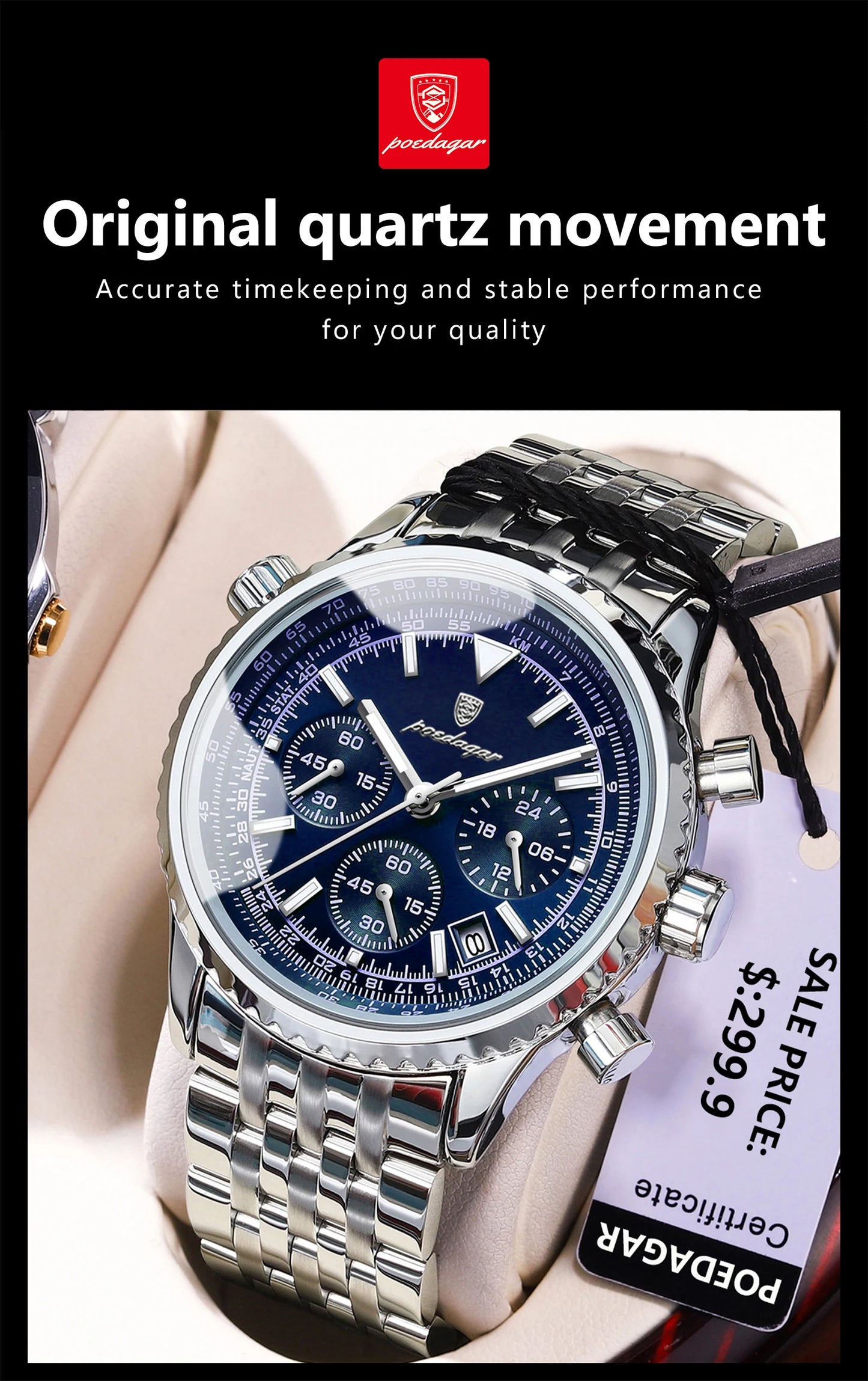 POEDAGAR Military-Style Men’s Chronograph – Tough Design, Timeless Class