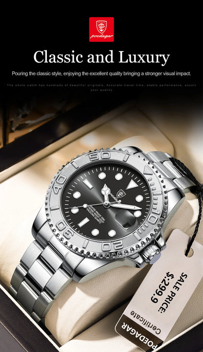 POEDAGAR Men’s Luxury Quartz Watch – Strength in Every Second