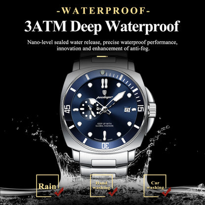 POEDAGAR Luxury Sports Man Wristwatch Luminous Waterproof Date Watch For Men Business Stainless Steel Quartz Men's Watches Reloj