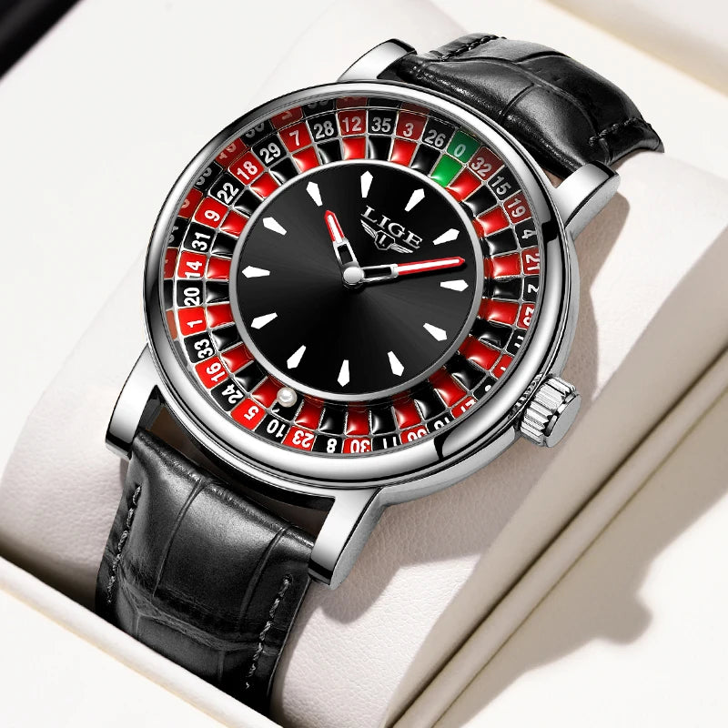 LIGE Roulette Dial Men’s Watch – A Bold Spin on Everyday Style