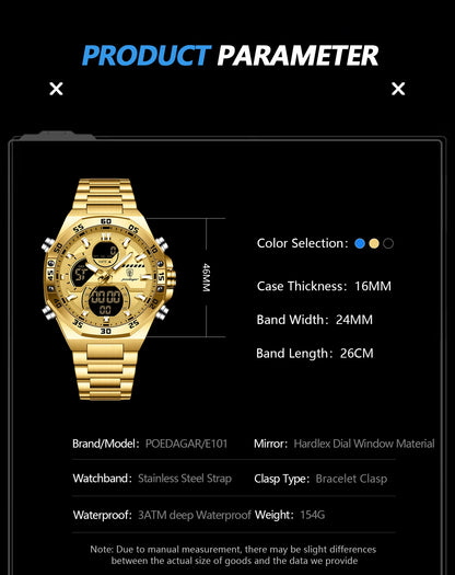 POEDAGAR LED Military-Style Men’s Watch – Tough Look. Smart Function.