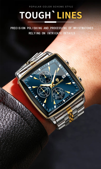 BINBOND Luxury Square Men’s Watch – Bold Design. Built to Perform.