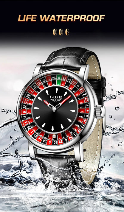 LIGE Roulette Dial Men’s Watch – A Bold Spin on Everyday Style