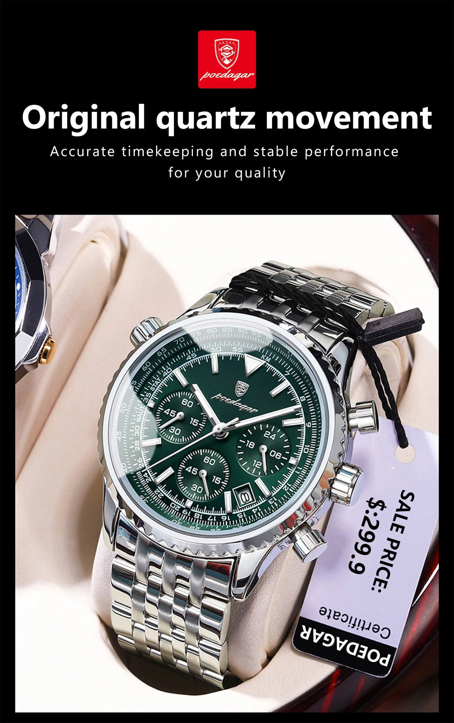 POEDAGAR Men’s Luxury Chronograph Watch – Bold. Precise. Ready for Anything.