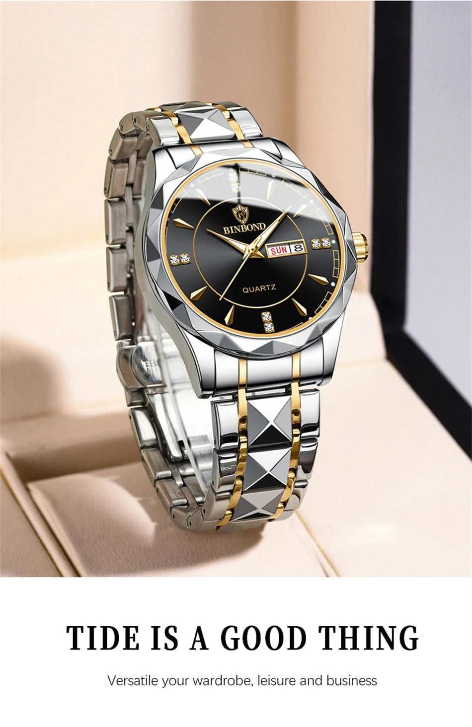 BINBOND Top Brand Luxury Fashion Watch Men Waterproof Week Date Clock Sport Watch Men Quartz Wristwatch
