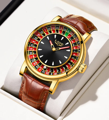 LIGE Roulette Dial Men’s Watch – A Bold Spin on Everyday Style